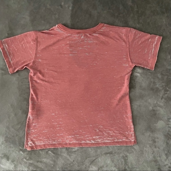 Lucky Brand Burnout Cut Out Short Sleeve Tee V Neck Detail Size Medium - Picture 3 of 7